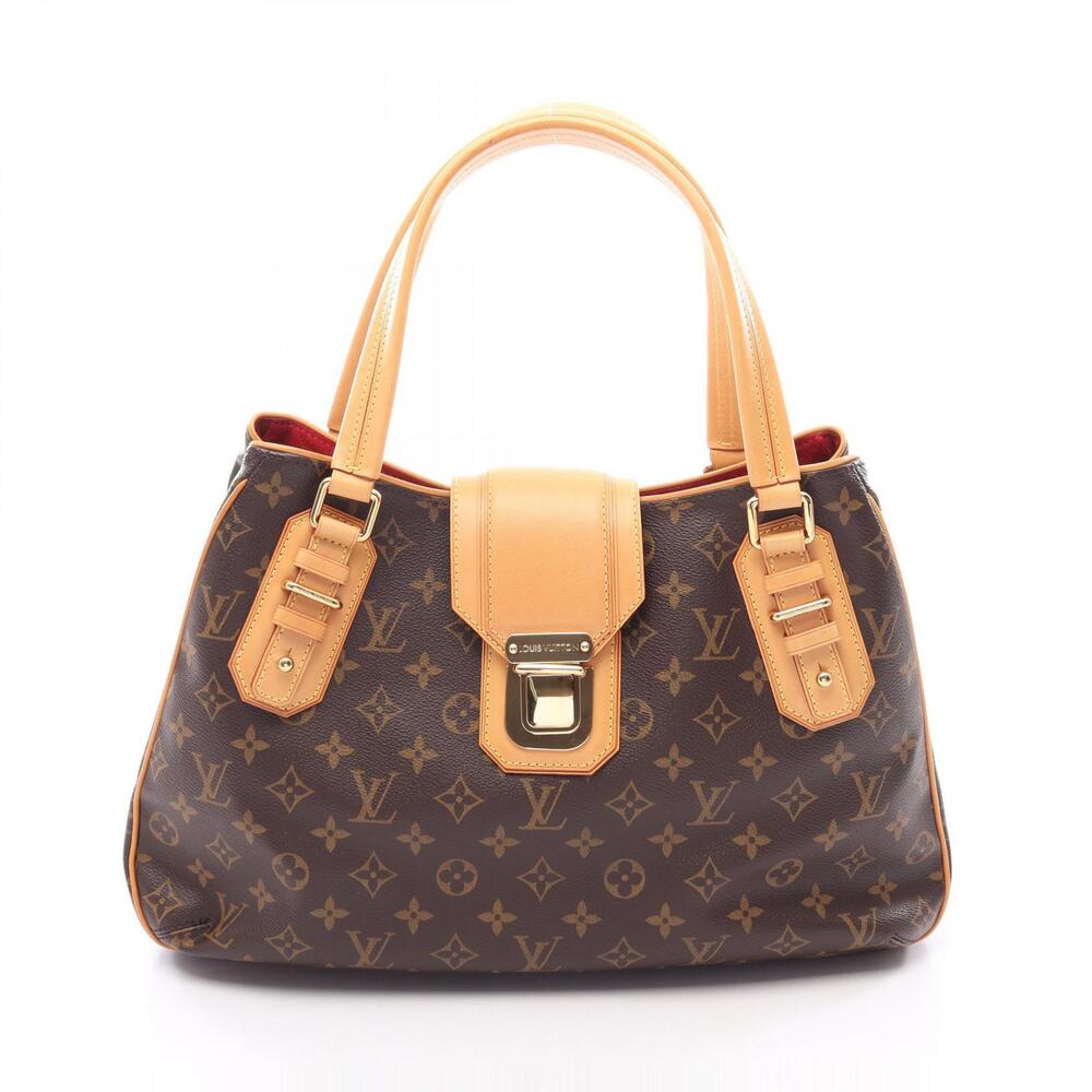 Louis Vuitton Greet Handbag Canvas Leather Monogram Brown